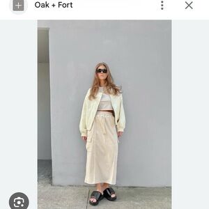 OAK + FORT tan Midi Skirt